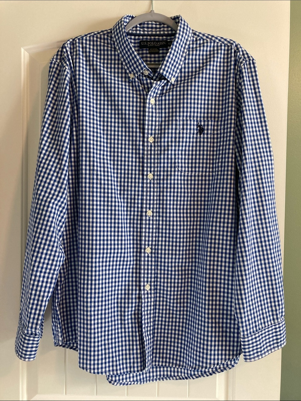 Men’s U.S. Polo Assn. Blue and White Gingham Button-Down Shirt